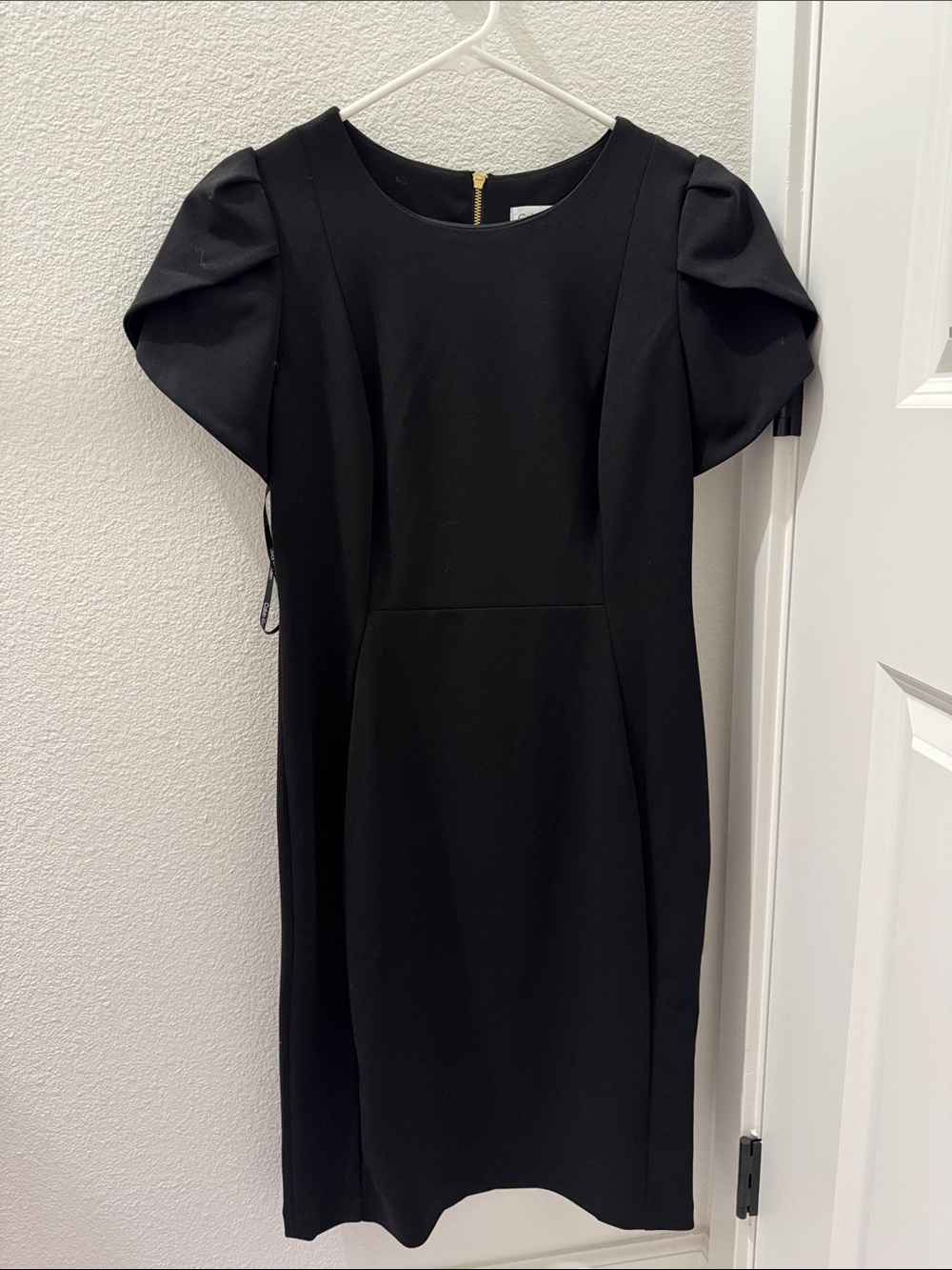 Calvin Klein Black Puff-Sleeve Sheath Dress - Picture 1 of 3